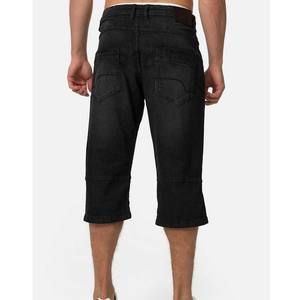 กางเกงขาสั้นผ้ายีนส์ขาตรงสีดำสำหรับผู้ชายทรงแบ็กกี้ฉลากส่วนตัวยาวถึงเข่าแฟชั่นสไตล์ลำลองเป็นมิตรกับสิ่งแวดล้อม - Product Image 4