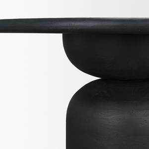 Aggressive Bold Look Black <b>Wood</b> Stacked Pedestal Base Solid <b>Wood</b> With Sandblasted Natural Grain Round Shape Home Dining <b>Table</b> - Product Image 4