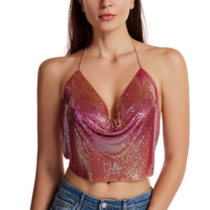 Hot Sexy Fishbone Wrapped Chest Button Fashion Street Style <b>Women's</b> <b>Crop</b> Tank Top Open Stripped Front Tank Top & <b>Jeans</b> for <b>Women</b> - Product Image 2