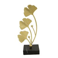 Moderna pieza decorativa de mesa con hoja de ginkgo de metal dorado hecha a mano, tamaño personalizable, elegante regalo para bodas y festivales, artesanía en metal.
