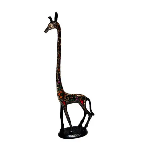 Skulptur lange Giraffe Stilvolle Messing Aluminium Skulpturen Abstrakte Dekoration Bar Figuren Skulptur für Wand dekoration