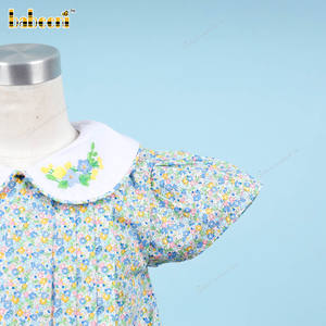 Customizable Luxury Girls' Smock <b>Dress</b> Handmade Embroidery Geometric Pattern Breathable 100% Cotton Midi Spring Season ODM - Product Image 4