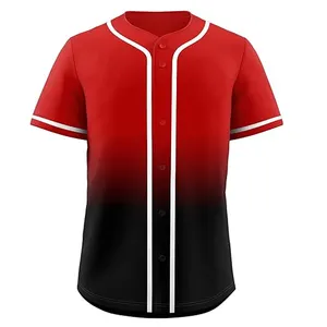 Red & Black Color Shorts Sleeve Breathable Sports Team Training Wear Baseball Jersey New Arrival Men Wear Baseball Jersey