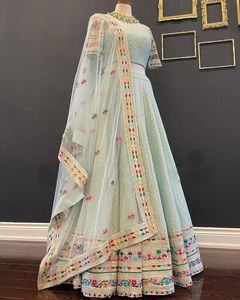 ผ้าจอร์เจียเทียมคุณภาพสูงสำหรับผู้หญิงชุด lehenga choli เพื่อการส่งออก - Product Image 4