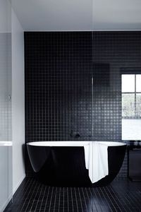 Mosaico de Piedra Cuadrado Negro, Pulido, Resistente al Agua, Moderno, para Pared Interior de Baño, 300x300mm - Product Image 4