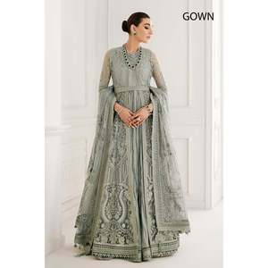 <b>Women's</b> Grey Eco-Friendly 100% Polyester Embroidered Net <b>3</b>-<b>Piece</b> <b>Suit</b> Set-Stitched CH10-05 - Product Image 4