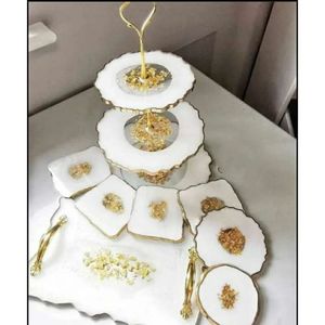 Soporte de pastel ecológico de mármol de tres niveles de lujo para pasteles de boda, fiestas, eventos, restaurante, cumpleaños, Falak World Export - Product Image 1