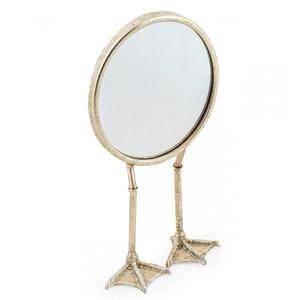 Miroir de table rond en aluminium argenté avec pieds en forme d'oiseau pour la maison, les hôtels et les restaurants - Product Image 1