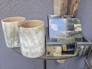 Best Quality Buffalo Horn <b>Coaster</b> Leather Holder for Customized Natural Horn <b>Coasters</b> Handmade Shape 4X4 Inches Multi-functional - Product Image 4