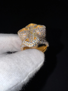 แหวนเงินแท้ 925 ชุบทอง ประดับเพชรโมอิสซาไนต์ แบบครอส สำหรับแร็ปเปอร์ ฮิปฮอป ขายส่ง - Product Image 4