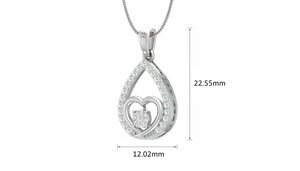 Pendentif en forme de cœur en diamant de qualité supérieure dans un cadre en forme de larme, 0,50 ct de diamants véritables en or blanc 18 carats, bijoux fins élégants et romantiques, cadeau pour femme - Product Image 2
