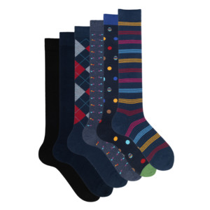 Calzini da uomo in cotone ed elastan, 6 paia, fantasie miste, set invernale, con logo sul fondo, tipo business, monouso - Product Image 5