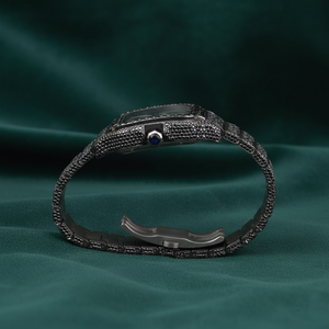 Montre de luxe carrée en moissanite glacée, acier inoxydable noir, cadran romain, date, verre saphir, étanche, robe Ti*epie*e - Product Image 3