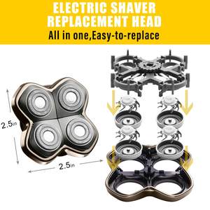 Paquete de 3 cabezales de repuesto para afeitadora eléctrica, diseño rotatorio de triple cuchilla, a prueba de agua, lavables, para uso en rostro y cuerpo, para RV - Product Image 3
