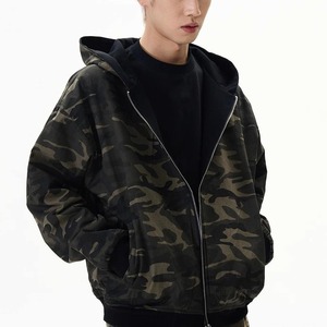 Custom Streetwear <b>Double</b> Zipper Hoodie Jacket Oversized Sweatshirts Blank Zip up 40% Cotton Heavyweight long sleeve jackets - Product Image 1