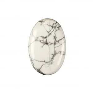 En kaliteli doğal beyaz Howlite turkuaz pürüzsüz 20x30mm Oval Flatback Cabochon takı yapmak için kalibre gevşek taş