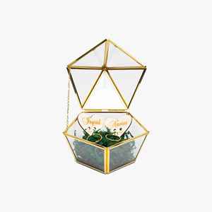 Classy Style Geometric Shape <b>Jewelry</b> Ring <b>Box</b> with Gold Polish Frame Perfect for Storing Rings Necklaces and Fine Accessory - Product Image 1