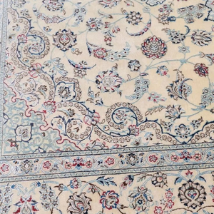 Ensemble de tapis d'intérieur Nain en laine/soie à poils longs, 6 pièces, motif géométrique traditionnel fait à la main, support en jute, lavable - Product Image 1