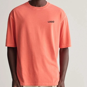 T-shirts délavés à l'acide de grande taille pour hommes de haute qualité 220 grammes respirant poids lourd en détresse soleil délavé couleur unie longue longueur - Product Image 3