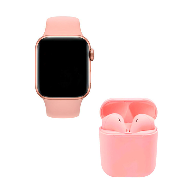 Myrva T500 Smartwatch With Pink Earphones 28mm OLED Display Pedometer Unisex Wearable Device
