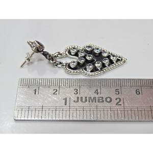 925เงินสเตอร์ลิงต่างหูนิลวินเทจต่างหูแบบห้อยอัญมณีสีขาวทำด้วยมือกระดุมเพทายลูกบาศก์ไอเดียของขวัญที่ทันสมัย - Product Image 3