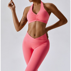 Ensembles de fitness sexy pour femmes Yoga & Gym Vêtements de sport de couleur unie avec soutien-gorge et leggings de sport antichoc Options de taille plus - Product Image 3