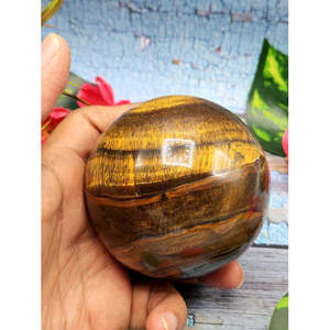 Golden tiger eye stone <b>sphere</b>/ball - Energy/Reiki/<b>Crystal</b> Healing - 3 inches (7.5 cms) diameter and 570 gms (1.25 lb) - Product Image 4