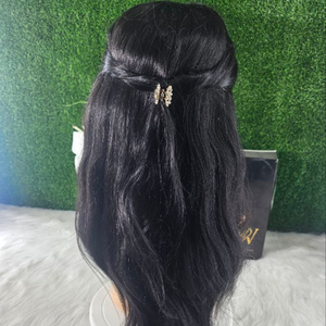 Extensions de cheveux naturels 100 % Remy indiens pour femmes, avec dentelle frontale, nouées à la main, luxueuses, ondulations profondes effet mouillé - Product Image 6