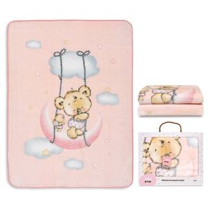 Couverture RASCHEL style princesse Mod. OSITO NUBE-PINK Peluche Non-tissée Carto - Product Image 1