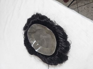 Parche de pelo Remy con Base de seda para hombre, ajuste cómodo y transpirable, tupé de pelo indio de aspecto Natural, diseño izquierdo de densidad 100% - Product Image 2