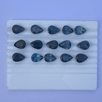 10mm 12mm 14mm natürlicher London Blue Topaz Stein Facettierter Birnen schliff Halbe del stein Großhandel Lose Schmuck herstellung Ringe Tropfen