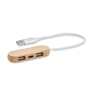VINA <b>C</b> Bamboo Eco-Friendly USB <b>Hub</b> Promotional Gadgets Collection - Product Image 1