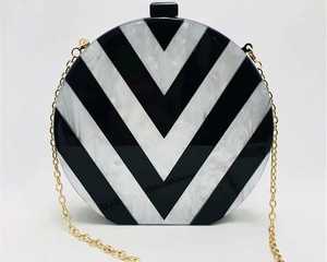 Black & White Cross Pattern Designer Clutch Resin Clutch Gold Plated Luxury <b>Butterfly</b> Solid Charm Clutch Set Women's Wedding - Product Image 6