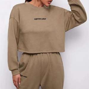 Vente en gros de survêtements deux pièces en coton de haute qualité Survêtements d'automne vierges décontractés pour femmes - Product Image 3