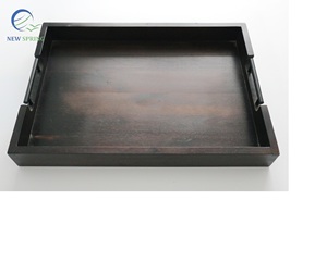 Nueva bandeja de servicio de madera de Acacia moderna de primavera, manijas de Material de ratán de bambú, acabado Natural para uso en restaurante doméstico, 510x355x65mm - Product Image 4