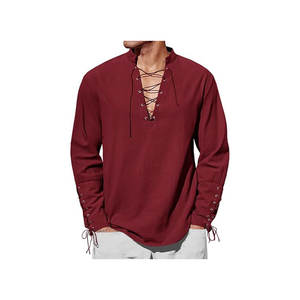 Traje con cordones camisa vendaje renacimiento recreación camisa vendaje ropa para hombres - Product Image 4