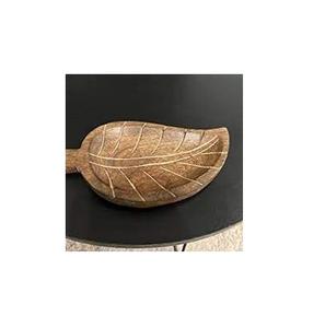 Plateau de service en bois naturel pour table, article de décoration pour les feuilles irrégulières, plateau à thé en bois en forme de feuille - Product Image 6