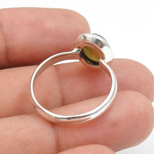 Bleu Noir Opale Gemstone Anneaux Pur 925 Bijoux En Argent Sterling Éternité Vermeil Anneaux Beaux Bijoux En Argent Fin À La Mode - Product Image 3