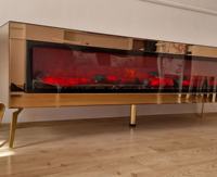 Table basse électronique avec foyer intégré DOSIN DS2446, hauteur réglable, Bluetooth, design moderne et luxueux, finition dorée, mobilier de maison