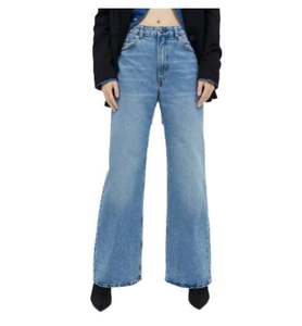 Pantalons en jean à jambes larges pour femmes, bleu clair, style décontracté, streetwear, style évasé, pantalons en jean pour hommes - Product Image 1