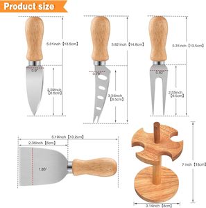 Juego de cuchillos para queso con soporte para tablero de charcutería, Juego de 4 piezas, juego de cuchillos cortadores de queso, soporte para queso de acero inoxidable - Product Image 2