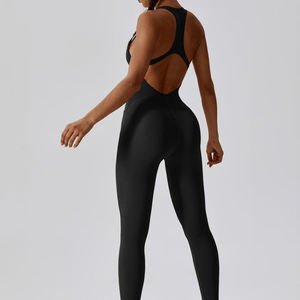 Monos de yoga sin mangas ajustados para mujer, monos deportivos con efecto fruncido para mujer, ropa deportiva para mujer - Product Image 3