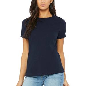 Camiseta elegante de cuello redondo CVC de manga corta personalizada transpirable para mujer - Product Image 2