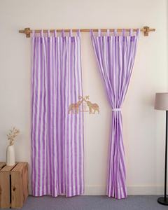 New Latest Collection of Handmade Striped Printed <b>Curtain</b> Set Beautiful Light Sheer <b>Curtain</b> Set - Product Image 2