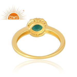 Venta caliente 925 Plata de Ley 18K Chapado en oro Natural Cz & Anillo de piedras preciosas Esmeralda Demi Fine Jewelry Manufacturer - Product Image 2