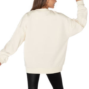 Women Premium Quality Fleece Drop Shoulder Pullover <b>Sweatshirt</b> Double Sided Cotton Round Neck Drop Shoulder Pullover <b>Sweatshirts</b> - Product Image 2