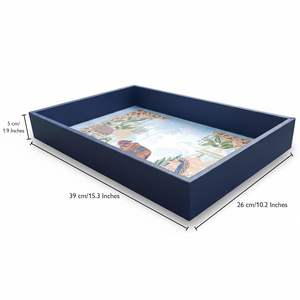 Bandeja de Servir Rectangular de Madera MDF Impresa, Fácil de Limpiar, Calidad Premium con Borde Azulado, Bandeja Decorativa de Madera - Product Image 2