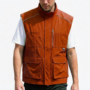 Chaleco cortavientos transpirable para hombre, último modelo, más vendido, sin mangas, con cuello alto y cremallera, hecho en Pakistán. - Product Image 1