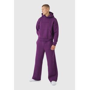 Ensemble pantalon de survêtement et sweat à capuche personnalisés OEM survêtement poids lourd 400 gsm uni surdimensionné baggy en coton vierge pour hommes - Product Image 4