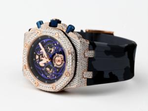 Personalizado elegante estilo moda negocios deporte Hip Hop caja de acero inoxidable banda de goma reloj Moissanite diamante Fecha - Product Image 3